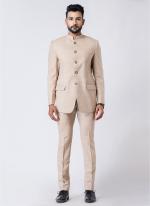 Polyester Tr Beige  Party Wear Pattern Pc Readymade Jodhpuri Suit